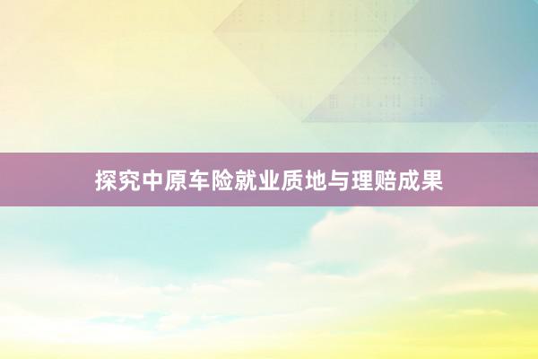 探究中原车险就业质地与理赔成果