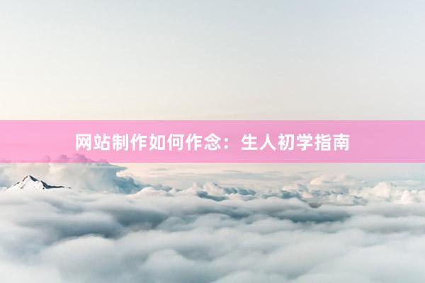 网站制作如何作念：生人初学指南