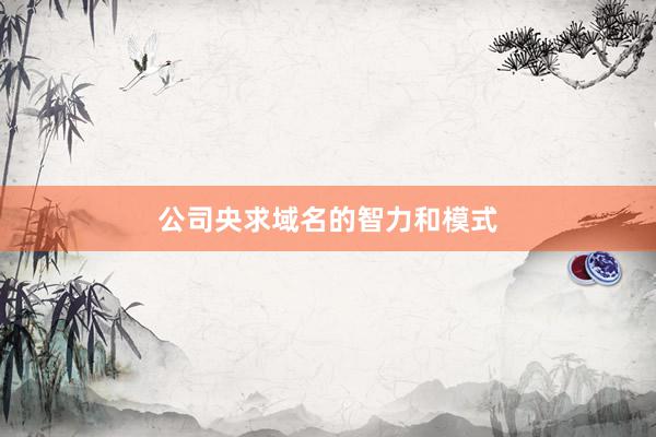 公司央求域名的智力和模式